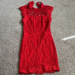 Stella Laguna Beach Vibrant Red Lace Mini Dress
